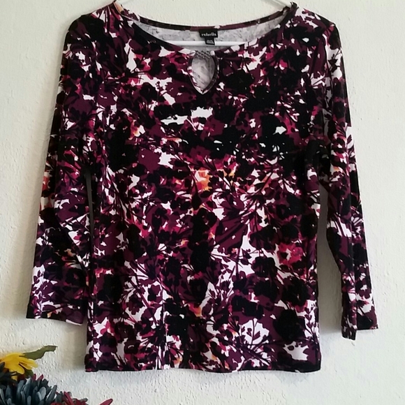 Rafaella Tops - 💜 Rafaella Purple/Blk Cotton Top Size Medium